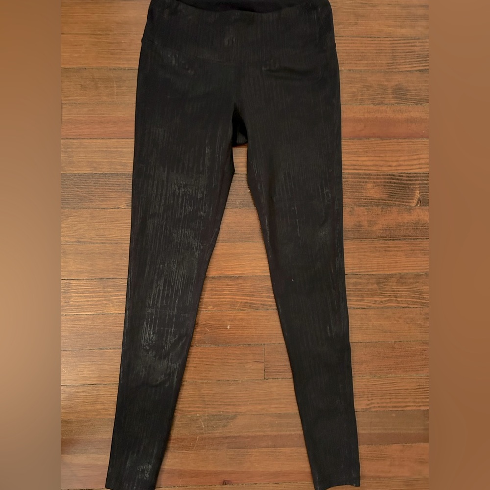 Athleta Chaturanga Metallic Crackle Leggings S EXCELLENT condition